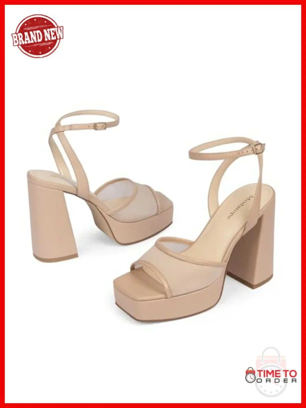 Platform Heels Chunky Heel Open Toe Ankle Strap Sandals Faux Leather